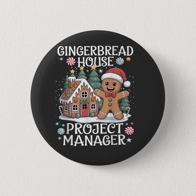 Gingerbrot House Project Manager Funny Christmas Button (Vorderseite)