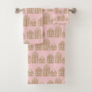 Gingerbrot House Village Pattern Badetuch Set