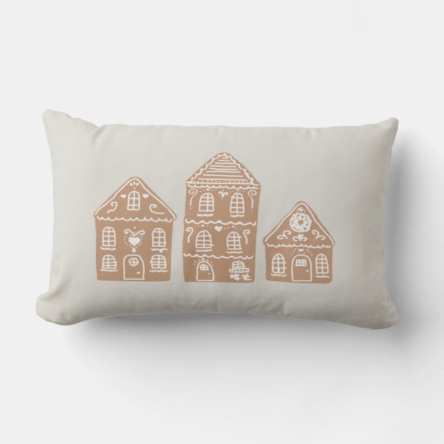 Gingerbrot House Village Throw Kissen (Vorderseite)