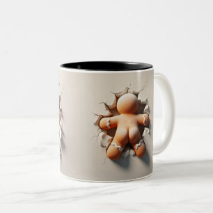 Gingerbrot man 3D-Rücken- und Vorderansicht Zweifarbige Tasse