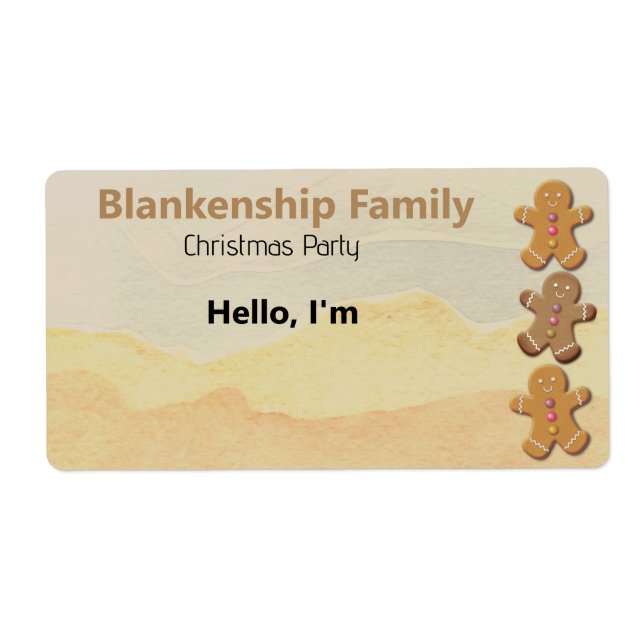 Gingerbrot Man Cookie Border Paper Name Tag (Vorne)