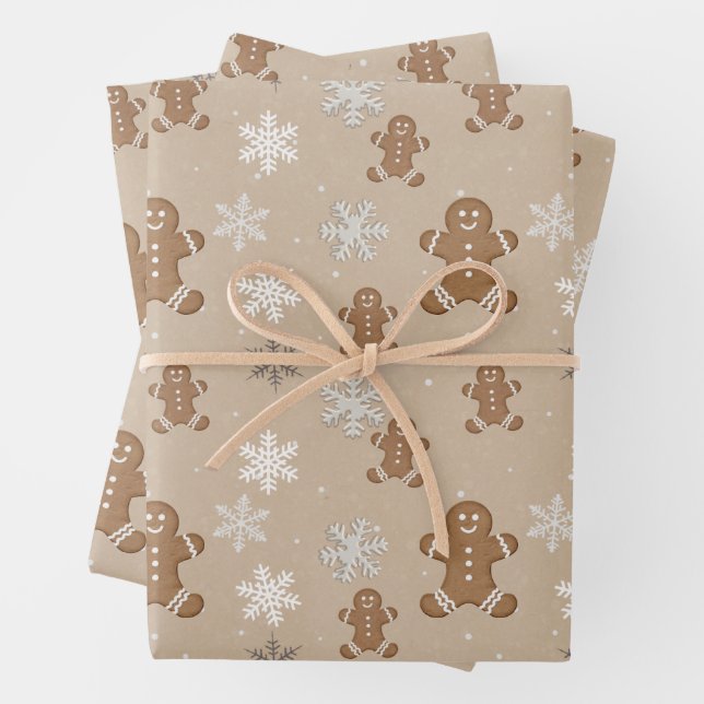 Gingerbrot Man Cookie Snowflake Holiday Baking Geschenkpapier Set (Beispiel)