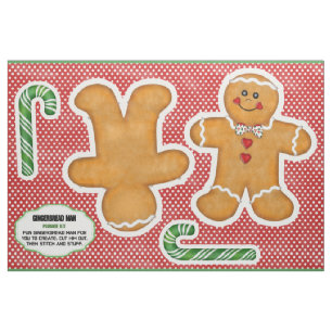 Gingerbrot Man Cut and Sew Plushie Kit Fabric Stoff