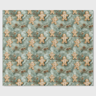 Gingerbrot Man Evergreen Wrapping Paper Geschenkpapier