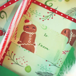 Gingerbrot Man Green Sticker Geschenketikett Adressaufkleber
