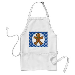 Gingerbrot Man on Blue White Snowflakes Pattern Schürze