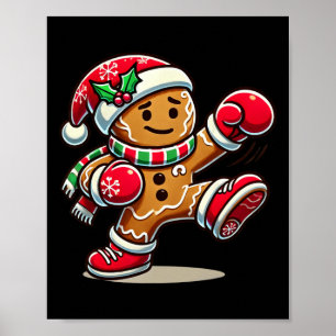 Gingerbrot Man spielt Thai Boxing Weihnachten Weih Poster