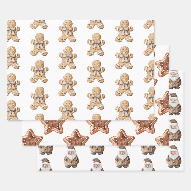 Gingerbrot Man Star Weihnachten Geschenkpapier Set (Set)