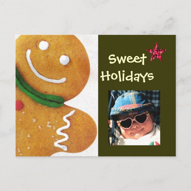 Gingerbrot Man Sweet Holidays Foto Postkarte (Vorderseite)