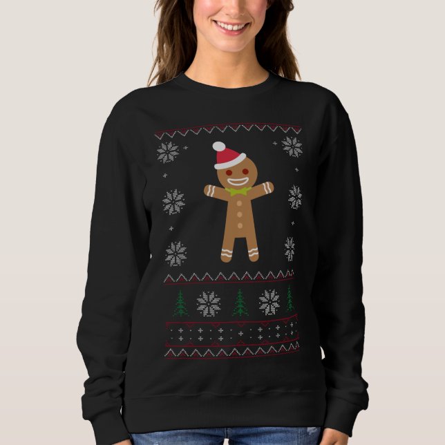 Gingerbrot Man Ugly Sweater Christmas Sweatshirt (Vorderseite)
