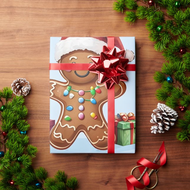 Gingerbrot Man Wrapping Paper Geschenkpapier (Feiertagsgeschenk)