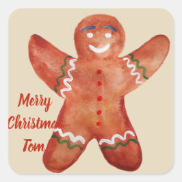 Gingerbrot-Mann-Aufkleber Quadratischer Aufkleber