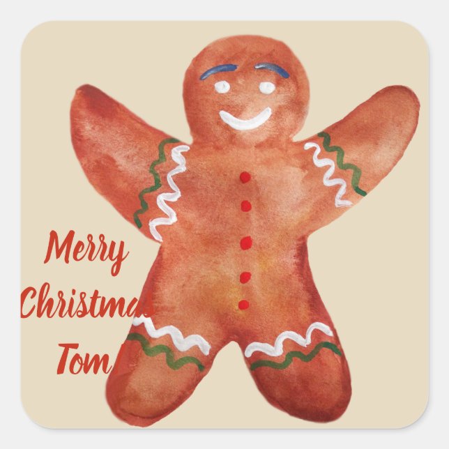 Gingerbrot-Mann-Aufkleber Quadratischer Aufkleber (Vorderseite)