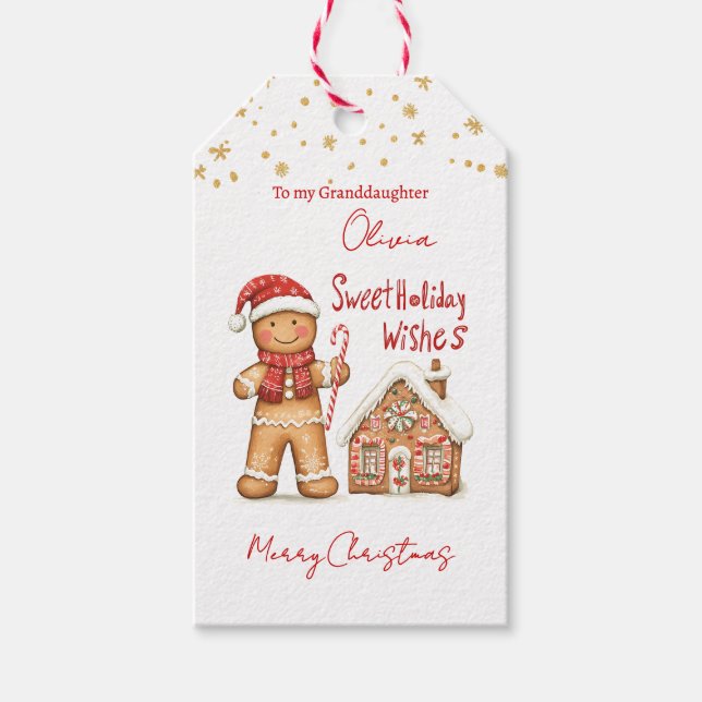 Gingerbrot Mann Haus Grandtochter Weihnachten Geschenkanhänger (Vorderseite)