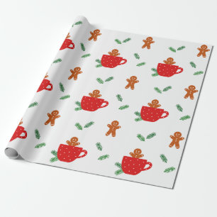 Gingerbrot Mann Kaffee Weihnachtswrapping Papier Geschenkpapier