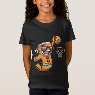 Gingerbrot Mann spielen Basketball Weihnachten Wei T-Shirt