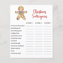 Gingerbrot Mann Weihnachts Scattergories Game Card