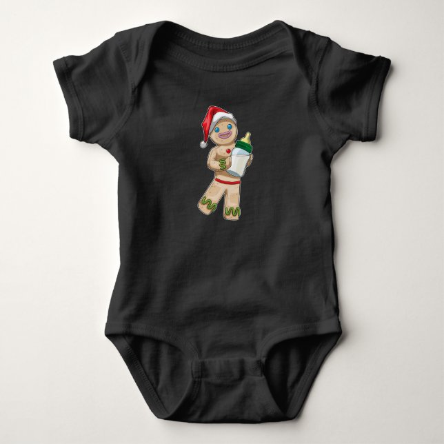 Gingerbrot Mann Weihnachtsflasche Baby Strampler (Vorderseite)