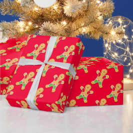 Gingerbrot Männer Rote Weihnachtsbake Muster Geschenkpapier