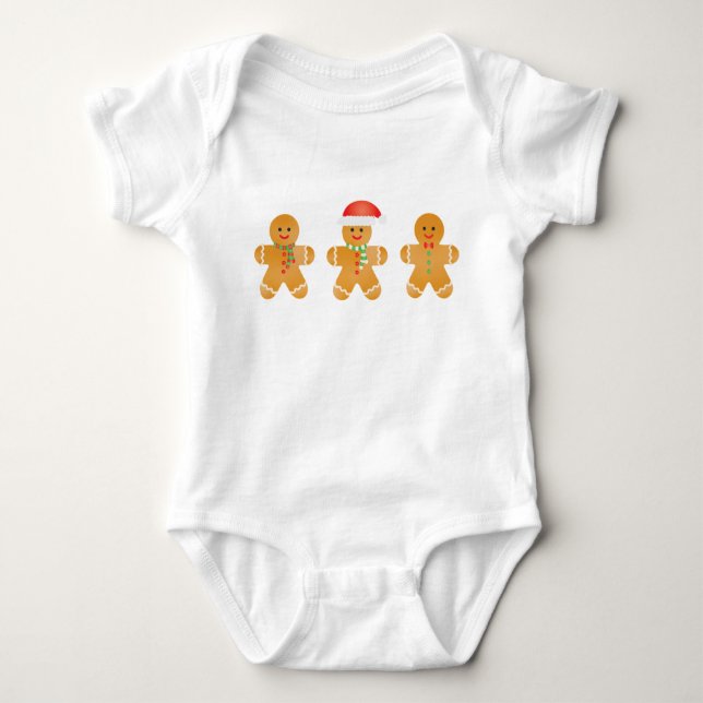 Gingerbrot Männer Weihnachtsmannmütze Baby Strampler (Vorderseite)
