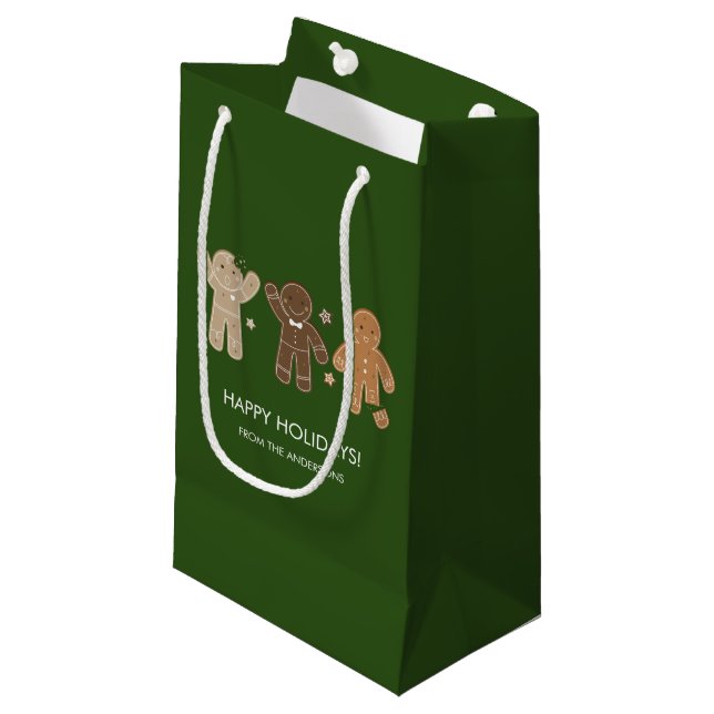 Gingerbrot Men Holiday Gift Bag Kleine Geschenktüte (Vorderseite Schrägansicht)