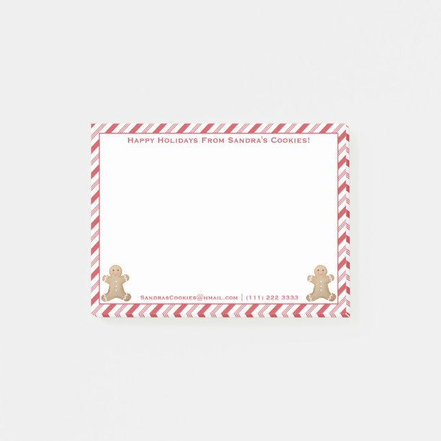 Gingerbrot Peppermint Happy Holidays Personalisier Post-it Klebezettel (Vorderseite)