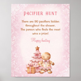 Gingerbrot Pink Baby Dusche Schnuller Jagd Spiel Poster