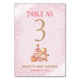 Gingerbrot Pink Baby Dusche Tischnummer Zeichen
