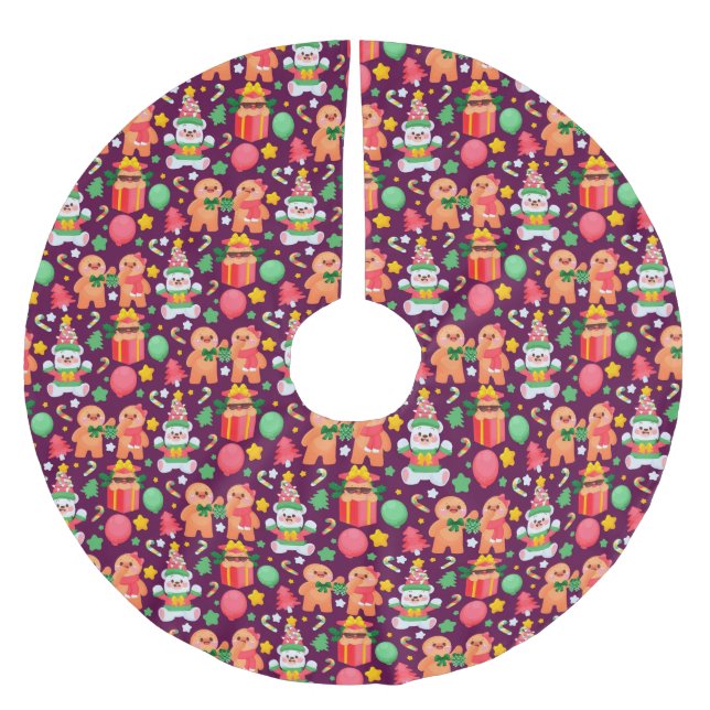 Gingerbrot Pinsel Polyester Tree Skirt Polyester Weihnachtsbaumdecke (Vorderseite)