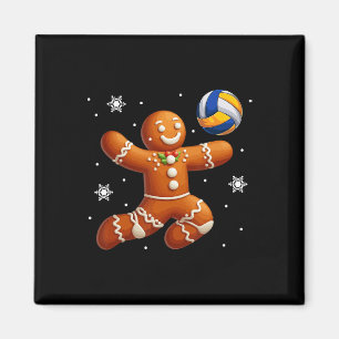 Gingerbrot Playing Volleyball Weihnachtskochtopf Magnet