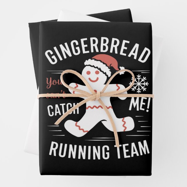Gingerbrot Running Team Weihnachtszeit Spaß Geschenkpapier Set (Beispiel)