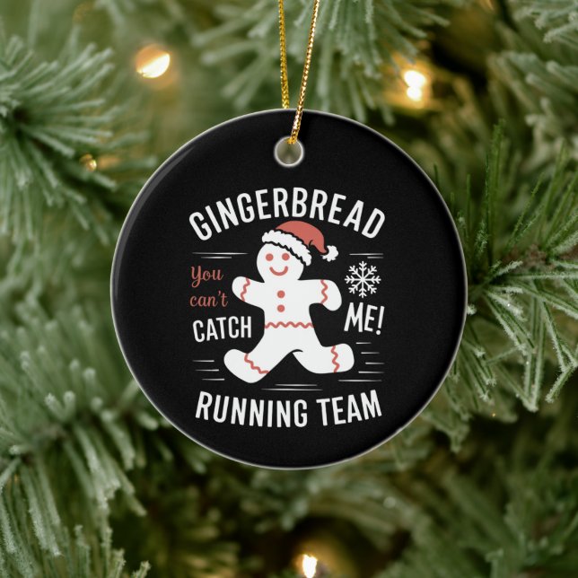 Gingerbrot Running Team Weihnachtszeit Spaß Keramik Ornament (Baum)