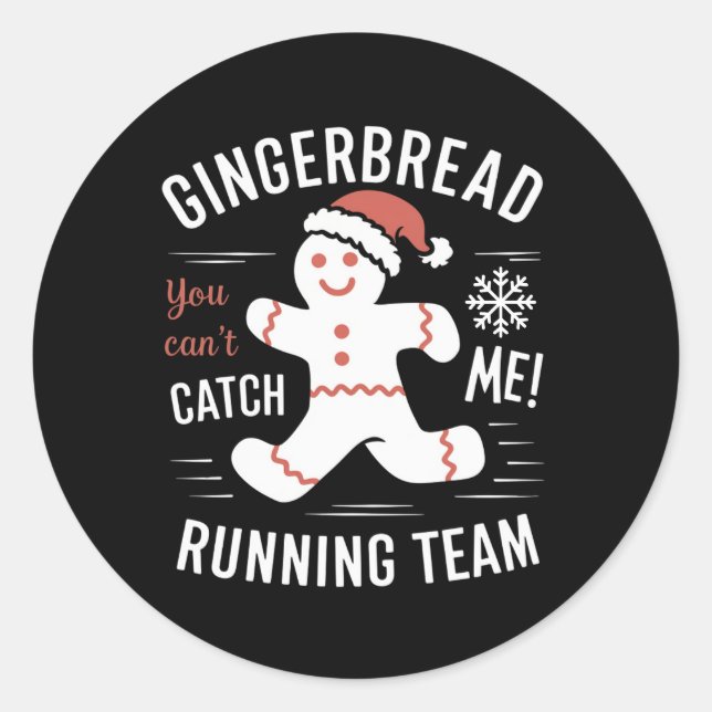 Gingerbrot Running Team Weihnachtszeit Spaß Runder Aufkleber (Vorderseite)