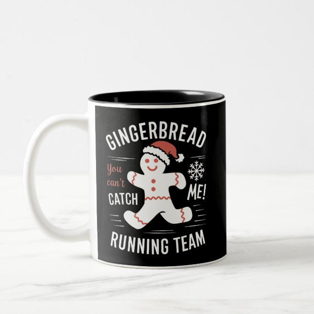 Gingerbrot Running Team Weihnachtszeit Spaß Zweifarbige Tasse (Links)