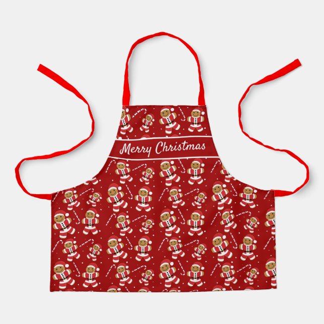 Gingerbrot Santa Candy Cane Weihnachtszeit Rotmust Schürze (Vorderseite)