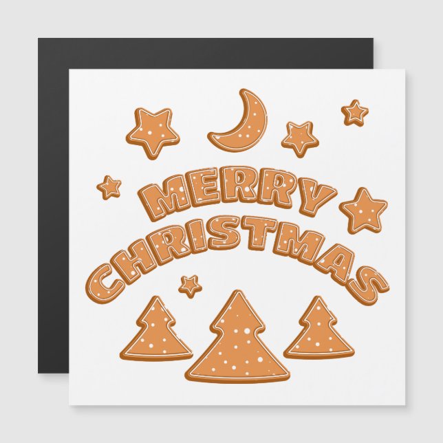 Gingerbrot Schriftart Frohe Weihnachtskarte Magnetkarte (Vorne/Hinten)