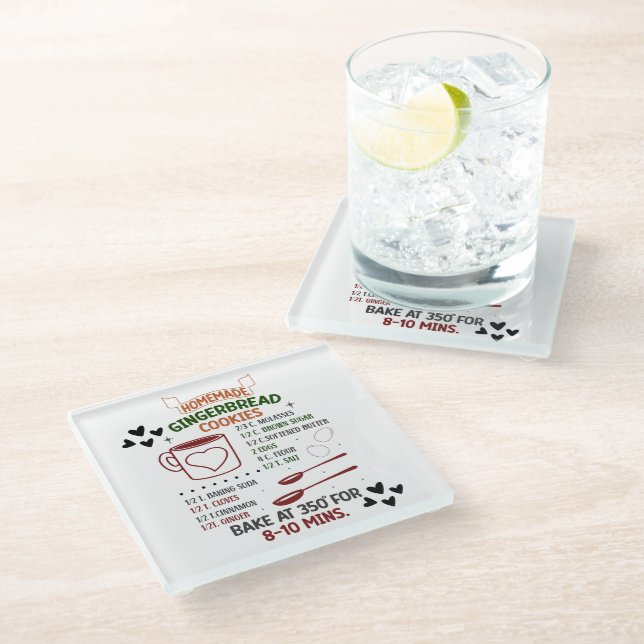 Gingerbrot selbst Rezept Weihnachtsgeschenk Glasuntersetzer (Schrägansicht)