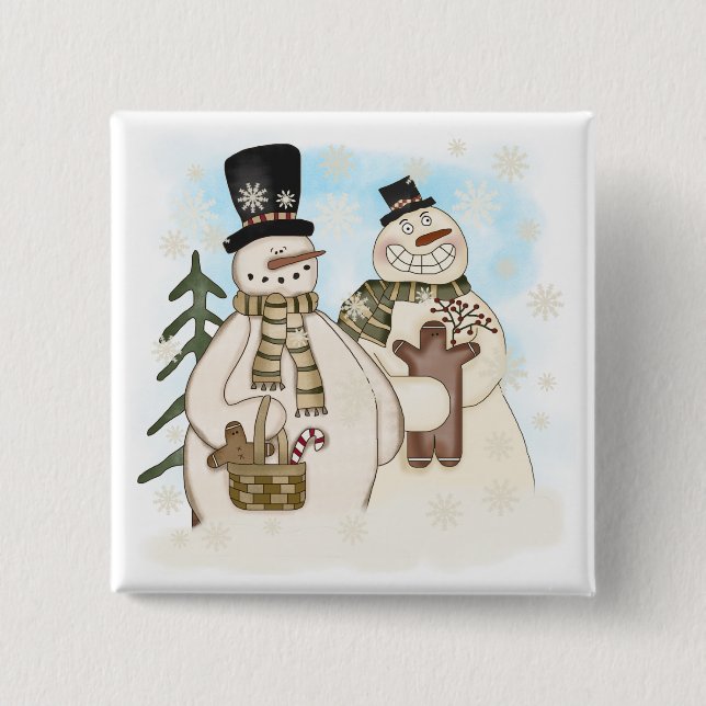 Gingerbrot Snowmen T - Shirt und Geschenke Button (Vorderseite)