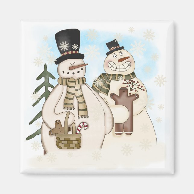 Gingerbrot Snowmen T - Shirt und Geschenke Magnet (Vorne)