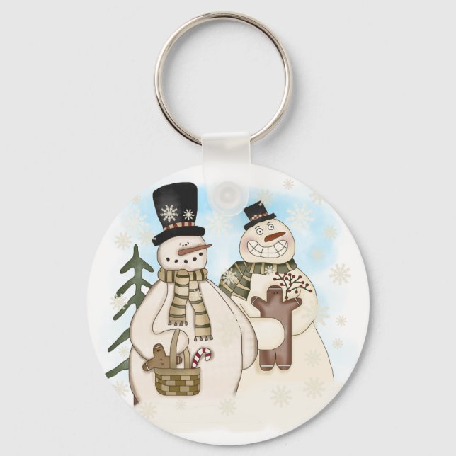 Gingerbrot Snowmen T - Shirt und Geschenke Schlüsselanhänger (Vorderseite)