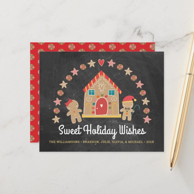 Gingerbrot Sweet Holiday wünscht Chalk Card (Vorderseite/Rückseite Beispiel)