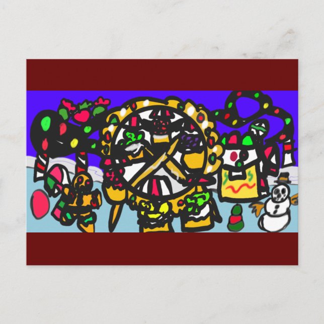 Gingerbrot Themenpark Weihnachten Postkarte (Vorderseite)