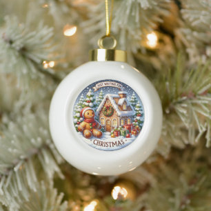 Gingerbrot Village Charm Festliche Weihnachtsmauer Keramik Kugel-Ornament