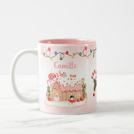 Gingerbrot Weihnachten im Hause Personalisiert Zweifarbige Tasse