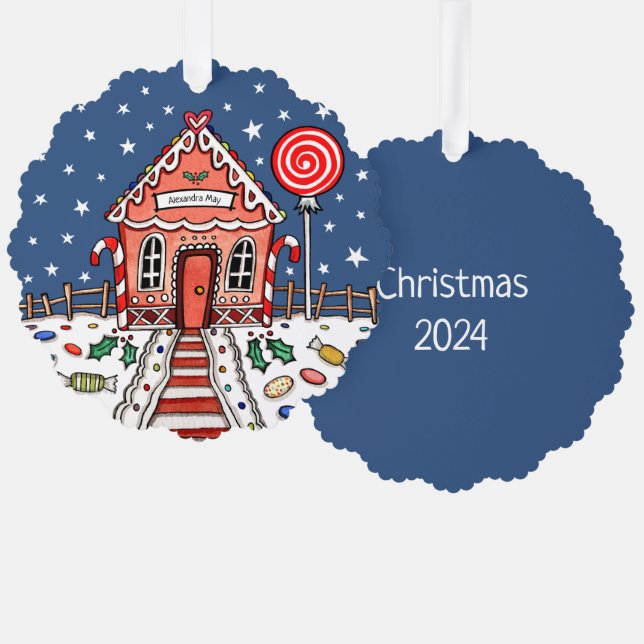 Gingerbrot Weihnachten Ornament Karte (Vorderseite/Rückseite)
