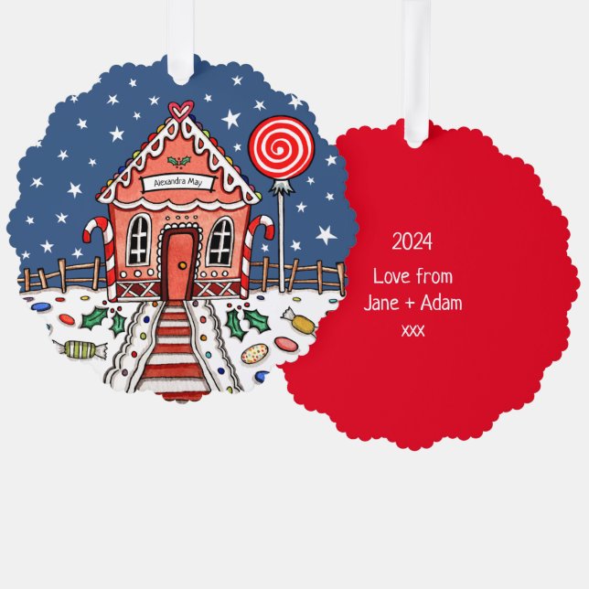 Gingerbrot Weihnachten Ornament Karte (Vorderseite/Rückseite)