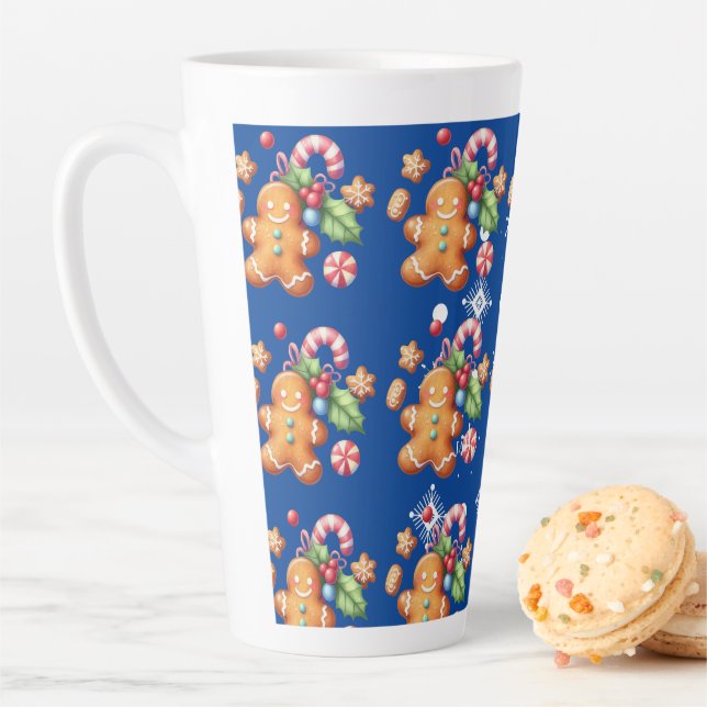 Gingerbrot Weihnachten Peppermint Blauer Namenssch Milchtasse (Beispiel)