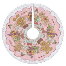 Gingerbrot Weihnachten Pink Treeskirt