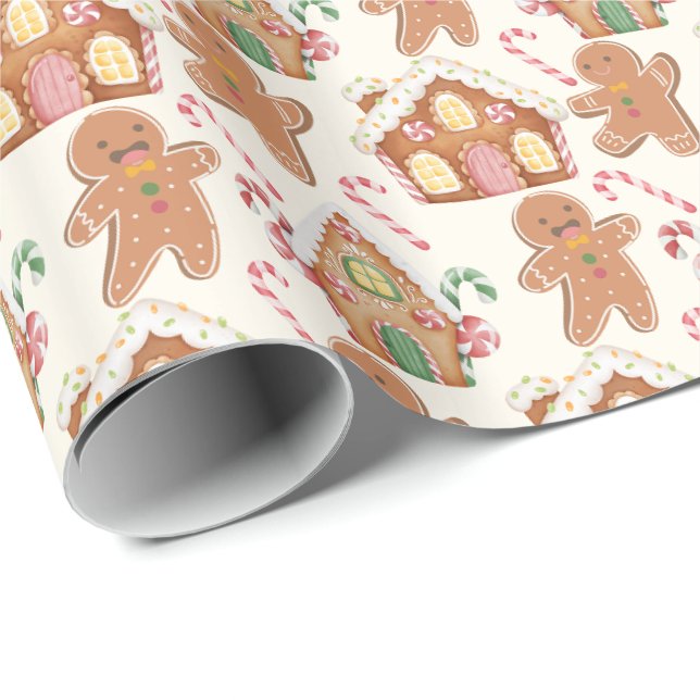 Gingerbrot Weihnachten Weihnachtsfeiertag Saison Geschenkpapier (Rolleneckpunkt)