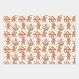 Gingerbrot Weihnachten Winterurlaubssaison Geschenkpapier Set